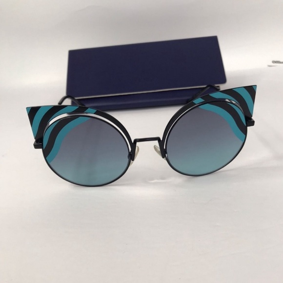 New - 💯 Auth Fendi Hypnoshine Blue-Aqua Gradient Round Sunglasses FF 0215/S 00… - Picture 7 of 17
